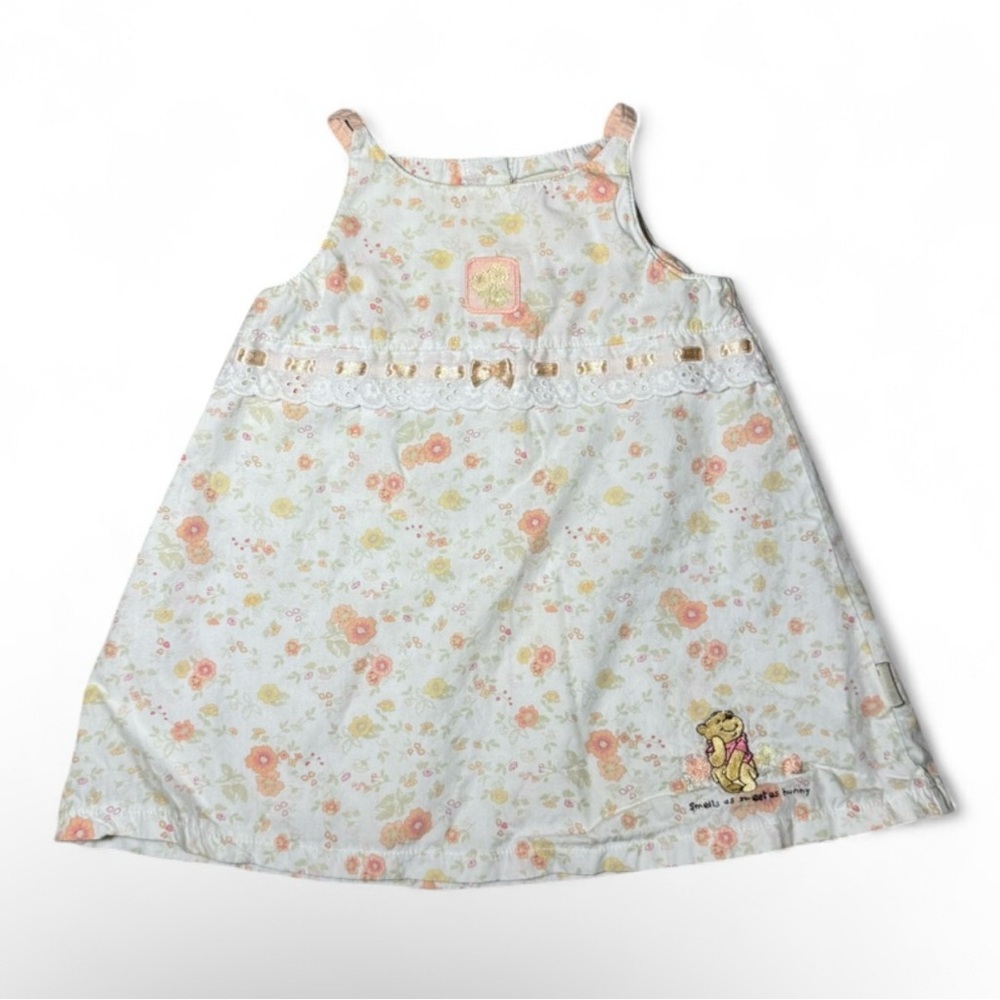 Vintage Disney Sincerely Pooh Baby Girl Spring summer floral dress with Pooh 🤍